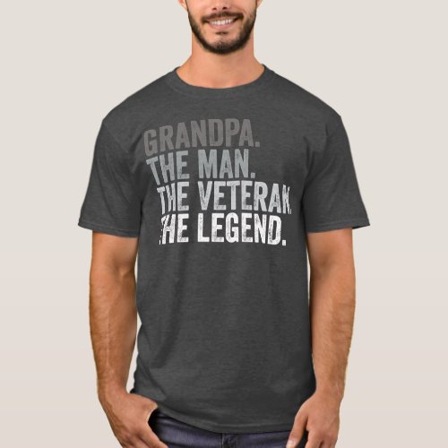 Grandpa The Man The Veteran My Hero Dad Vintage T_Shirt