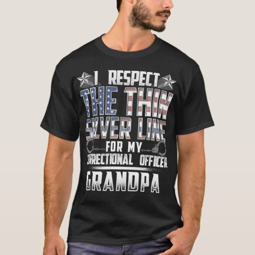 Grandpa Thin Silver Line Correctional Officer T_Shirt