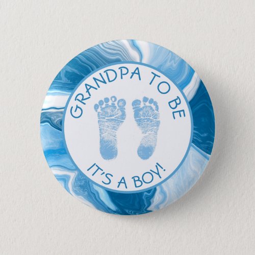 Grandpa to be Blue Marble Baby Shower Button
