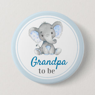 Grandpa to be Grandfather Baby Boy Shower Elephant Button