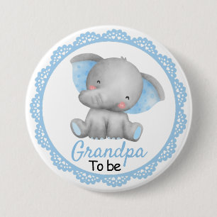 Grandpa to be Grandfather Baby Boy Shower Elephant Button