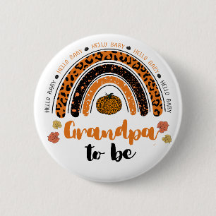 Grandpa To Be Hello Baby Girl Pumpkin Baby Shower Button