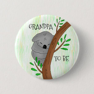 Grandpa To Be Koala Baby Shower Button
