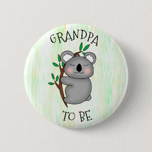 Grandpa To Be Koala themed Baby Shower Button