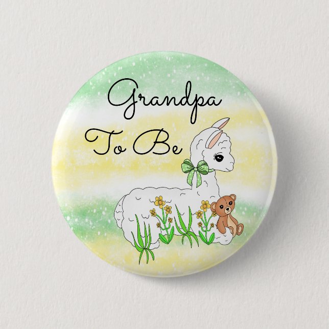 Grandpa To Be Llama with Teddy Bear Button (Front)