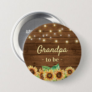 Grandpa to be New Grandfather Rustic Baby Shower Button