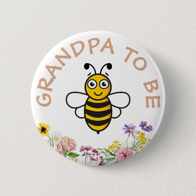 Grandpa To Be Sweet As Can Bee Button (Front)