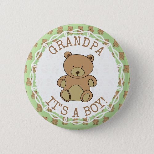 Grandpa to be Teddy Bear Its a Boy Button