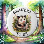 Grandpa to be | Woodland Themed Baby Shower  Button<br><div class="desc">Woodland creatures themed Grandpa to be baby shower button. A sweet watercolor illustration of a possum in a patch of grass in the woods.</div>