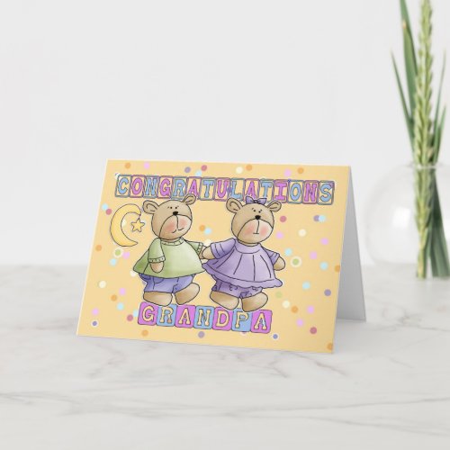 Grandpa To New Baby Twins Congratulations Card