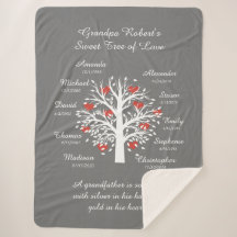Grandpa Tree (hearts) White/Gray 10 Names & Dates
