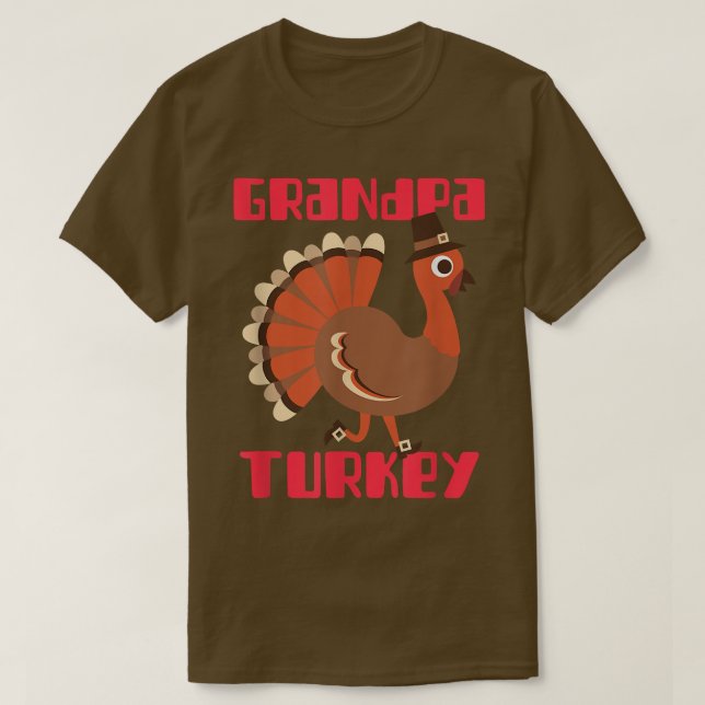 Grandpa Turkey Happy Thanksgiving Matching Turkey  T-Shirt (Design Front)