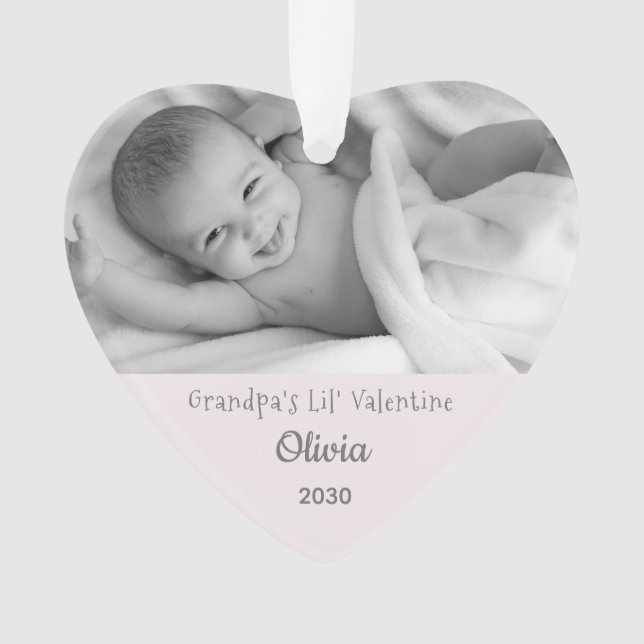 Grandpa Valentine Gdaughter Personalize Photo Name Ornament (Front)