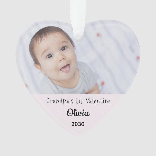 Grandpa Valentine Gdaughter Personalize Photo Name Ornament (Front)