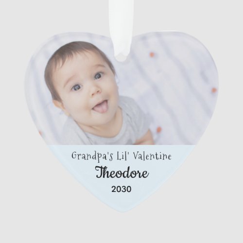 Grandpa Valentine Grandson Personalized Photo Name Ornament
