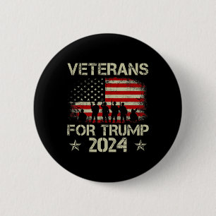 Grandpa Veterans For Trump 2024 American Flag 4th Button