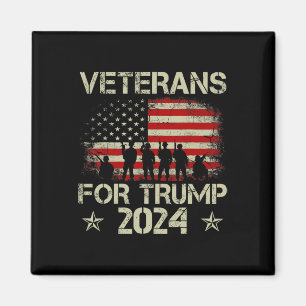 Grandpa Veterans For Trump 2024 American Flag 4th  Magnet