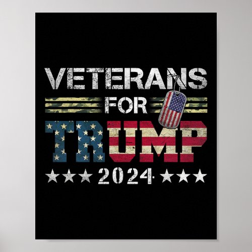 Grandpa Veterans For Trump 2024 American Flag Camo Poster