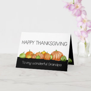 Grandpa Watercolor Pumpkins Thanksgiving Card