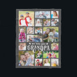 Grandpa We Love You 19 Photo Collage Custom Colors Fleece Blanket<br><div class="desc">Create a modern, unique, photo keepsake blanket for a special grandfather utilizing this easy-to-upload photo collage template with 19 pictures in a variety of shapes and sizes with the title WE LOVE YOU GRANDPA in fancy calligraphy typography accented with hearts in your choice of colors (shown in white against gray)....</div>