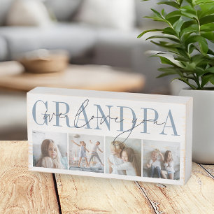 Grandpa We Love You 4 Photo Collage Wooden Box Sign