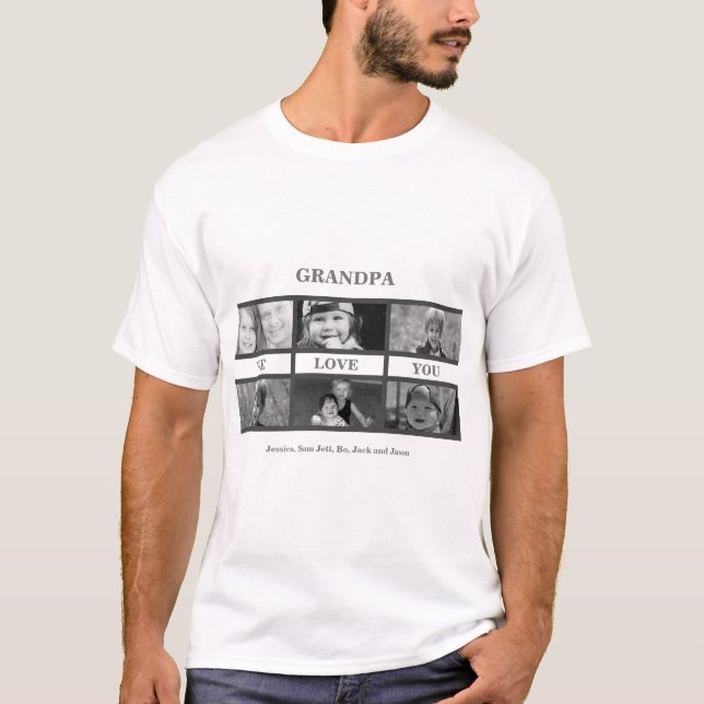 Grandpa We Love You 6 Photo T-Shirt (Front)