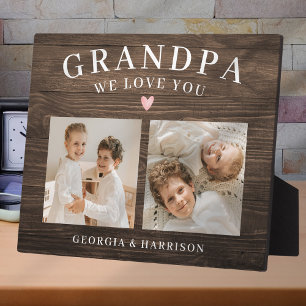 Grandpa We Love You Heart Grandkids Photo Collage Plaque