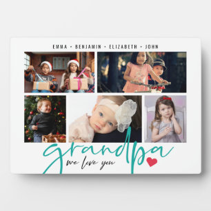 Grandpa We Love You Modern Photo Collage Plaque
