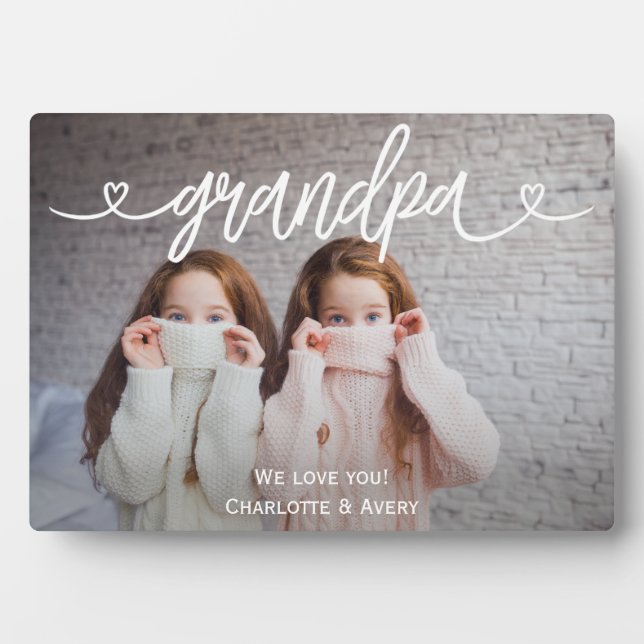 Grandpa We Love You Personalized Photo Plaque (Front)