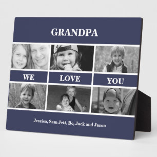 Grandpa We love You Photo Collage Black and White Plaque