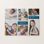 Grandpa We Love You Photo Collage Jigsaw Puzzle<br><div class="desc">Modern Photo Collage Puzzles Design features 6 photos and Grandpa We Love You In trendy lettering on a navy background. Perfect gift for grandpa for fathers day,  Christmas,  grandparents day or birthday etc.</div>