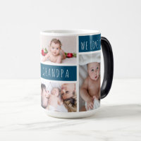 Grandpa We Love You Photo Collage Magic Mug