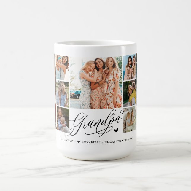 Grandpa We Love You Photo Collage Typography   Coffee Mug (Center)