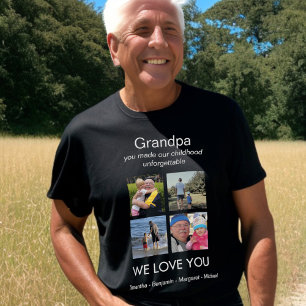 Grandpa We love you Photo Personalized Black T-Shirt