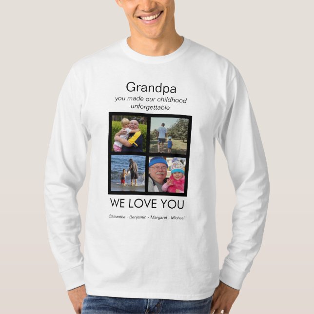 Grandpa We love you Photo Personalized White T-Shirt (Front)