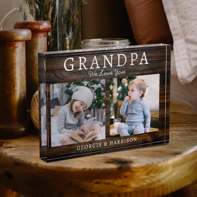 Grandpa We Love You Picture Collage Keepsake Gift Photo Block (Creator Uploaded)