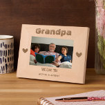 Grandpa We Love You Simple Black Hearts Name Gift Engraved Frames<br><div class="desc">This Engraved Frames features cute doodle grunge painted black hearts with script "GRANDPA" We Love You, bold typography with grandchildren's name. Great for grandparent's day gift, father's day gift, birthday gift and more. This beautiful frame makes a keepsake. This frame also has room for a custom message that can include...</div>