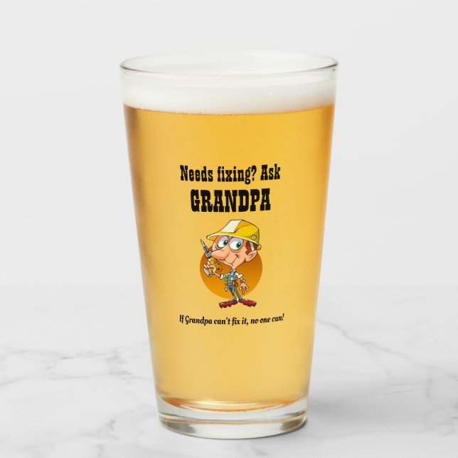GRANDPA Will FIX IT - Best Greatest Grandfather Glass (Front Filled)