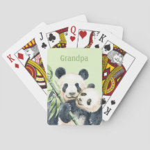 Grandpa With Grandchild Playing Cards | Pandas
