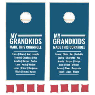 Grandpa with Grandkids Names Cornhole Set
