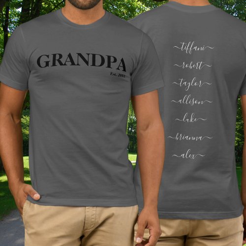 Grandpa with Kids Names Year T_Shirt