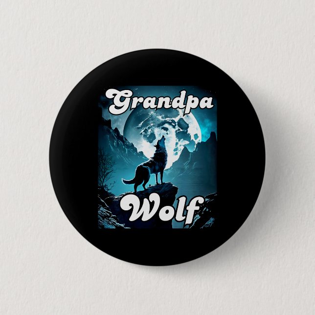 Grandpa Wolf Matching Tribe Wolves Camping Pack Fa Button (Front)