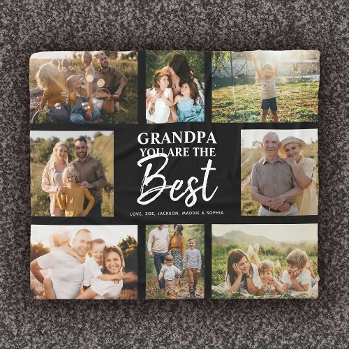 Grandpa You are the Best Modern Photo Collage Fleece Blanket