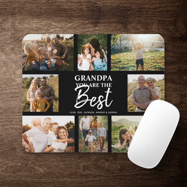 Grandpa You are the Best Modern Photo Collage Mouse Pad (Creator Uploaded)