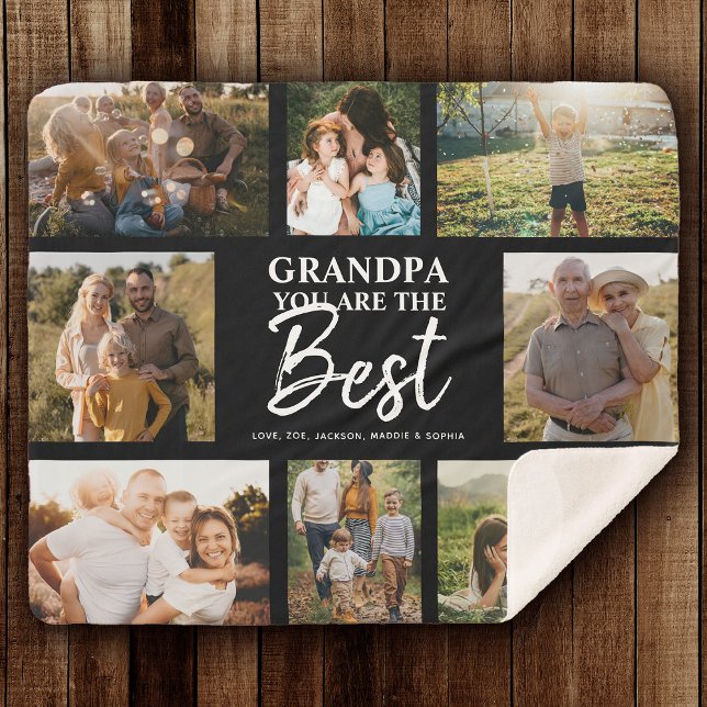Grandpa You are the Best Modern Photo Collage Sherpa Blanket (Creator Uploaded)