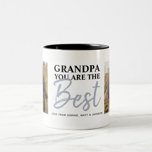 Grandpa You are the Best Modern Photo Collage Two_Tone Coffee Mug