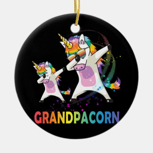 Grandpacorn Funny Unicorn Daddy Unicorn Boy and Ceramic Ornament