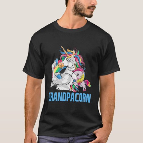 Grandpacorn Muscle Unicorn Dad Grandpa Baby  T_Shirt