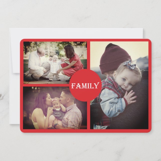 Grandparent  3 Family Holiday Photo Card (Front)