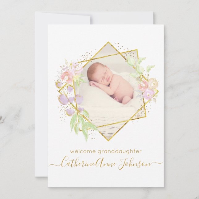 Grandparent Baby Girl Announcement (Front)